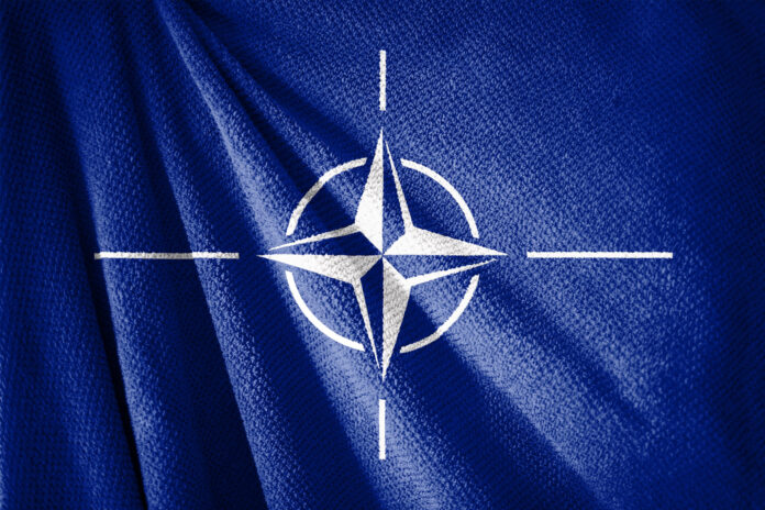 Nato Flag On Towel Surface Illustration With, Symbol Of Military