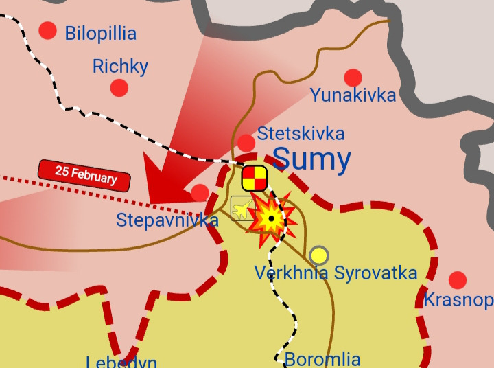  Cómo los refugiados se abren paso de Rusia a Ucrania en la región de Sumy, donde se dio la primera batalla en febrero de 2022.