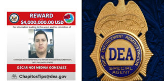 La DEA ofrece 4 millones de dólares a cualquier persona que brinde información sobre Óscar Noé Medina González, El Panu, integrante de Los Chapitos.