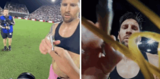 Fotógrafo le pide a Messi que le firme un autógrafo en el lente de su cámara